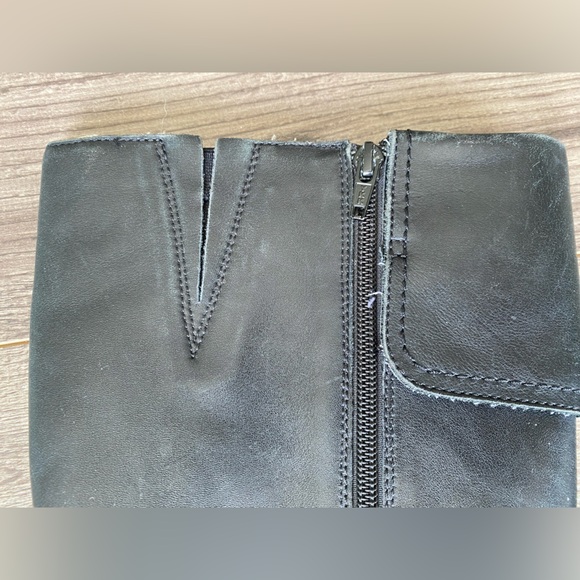 Hush Puppies waterproof black leather wedge heeled tall boots - Picture 8 of 16